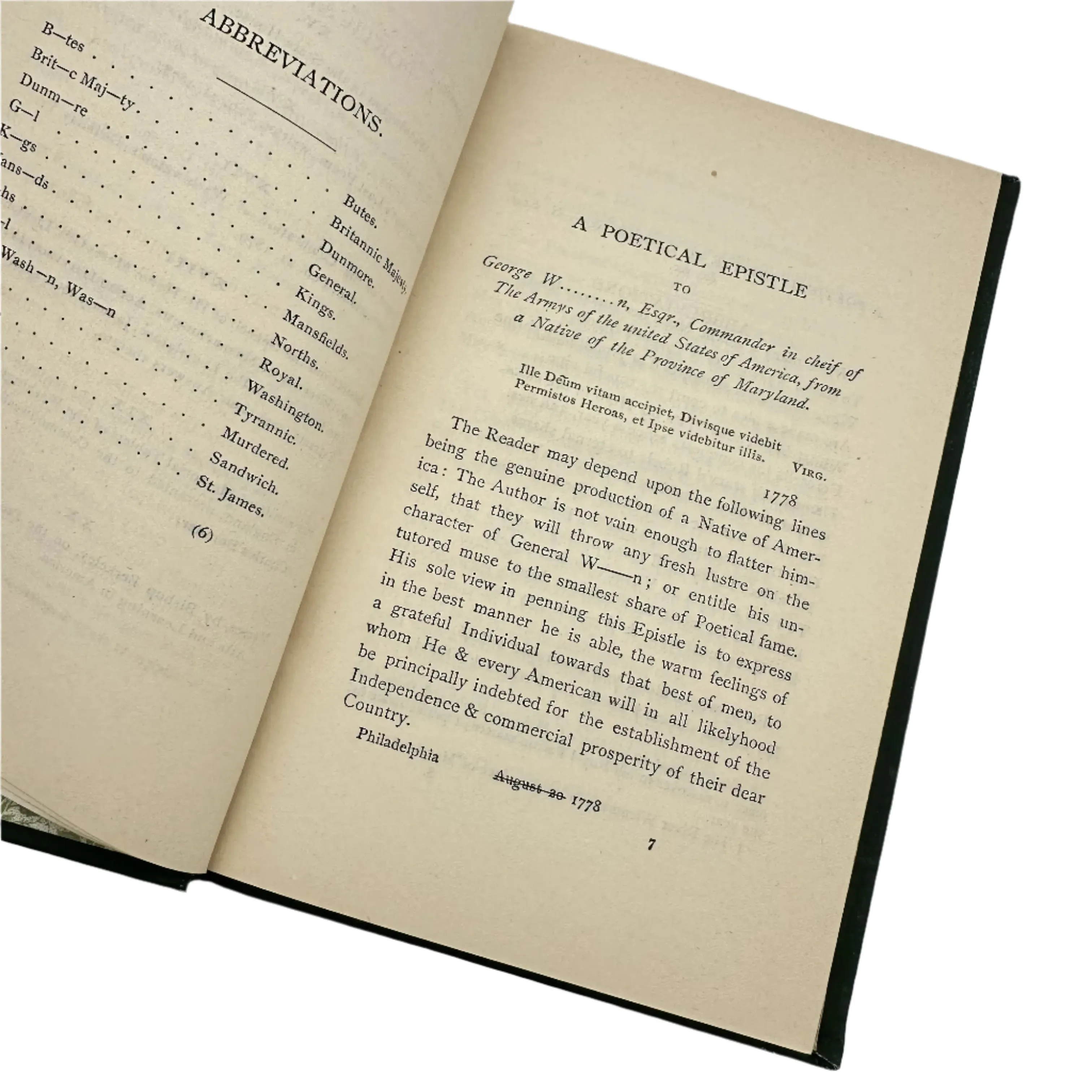 1881 "A Poetical Epistle to His Excellency George Washington, Esq" by Charles Henry Wharton