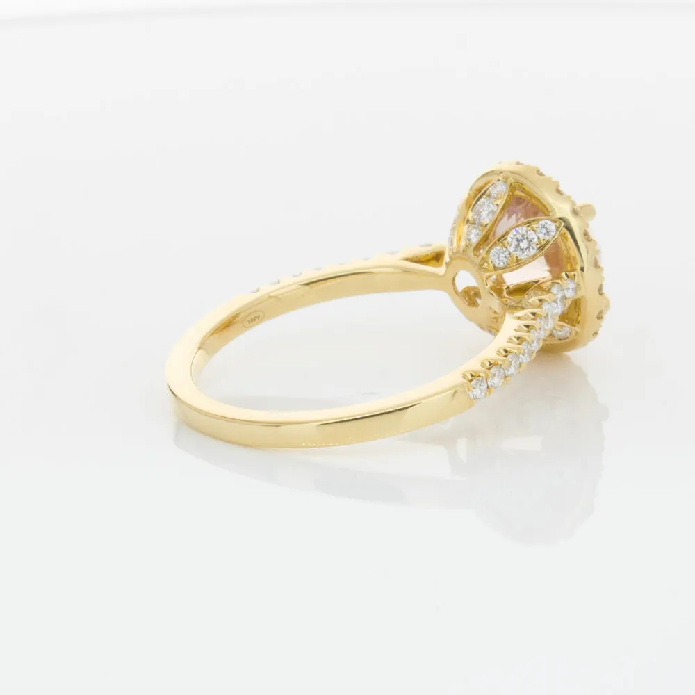 18ct Yellow Gold Padparadscha Sapphire & Diamond Ring