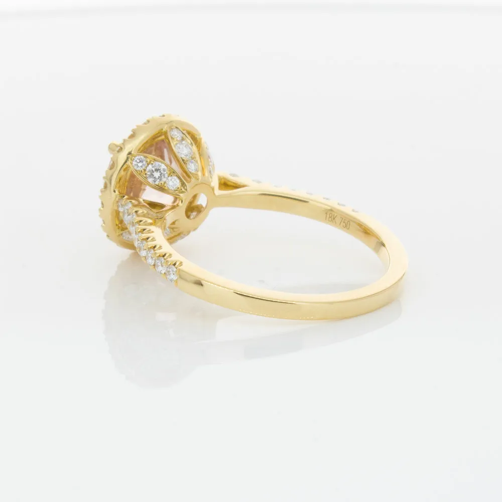 18ct Yellow Gold Padparadscha Sapphire & Diamond Ring