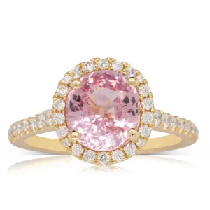 18ct Yellow Gold Padparadscha Sapphire & Diamond Ring