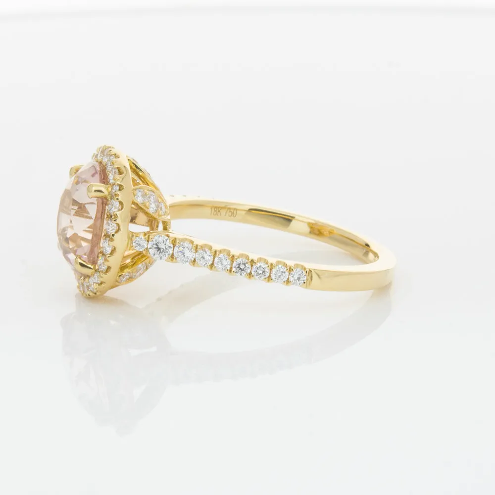 18ct Yellow Gold Padparadscha Sapphire & Diamond Ring