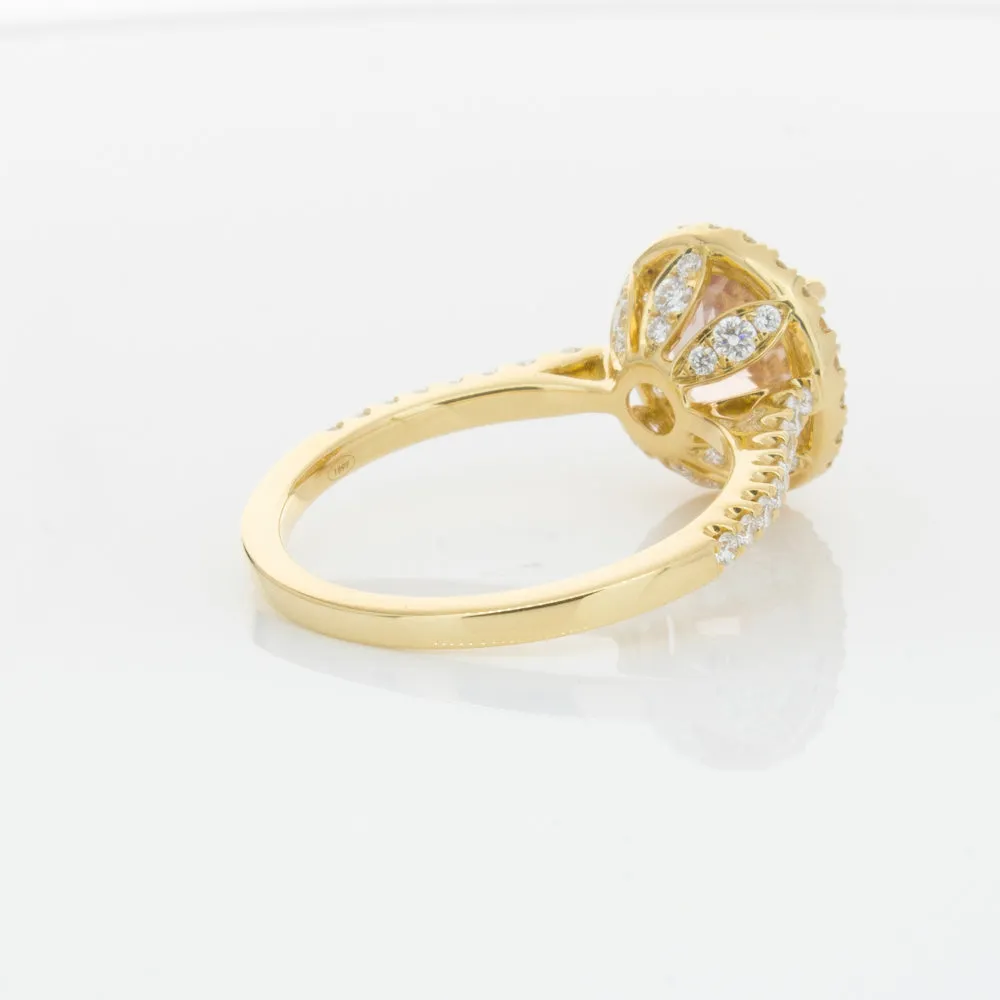 18ct Yellow Gold Padparadscha Sapphire & Diamond Ring