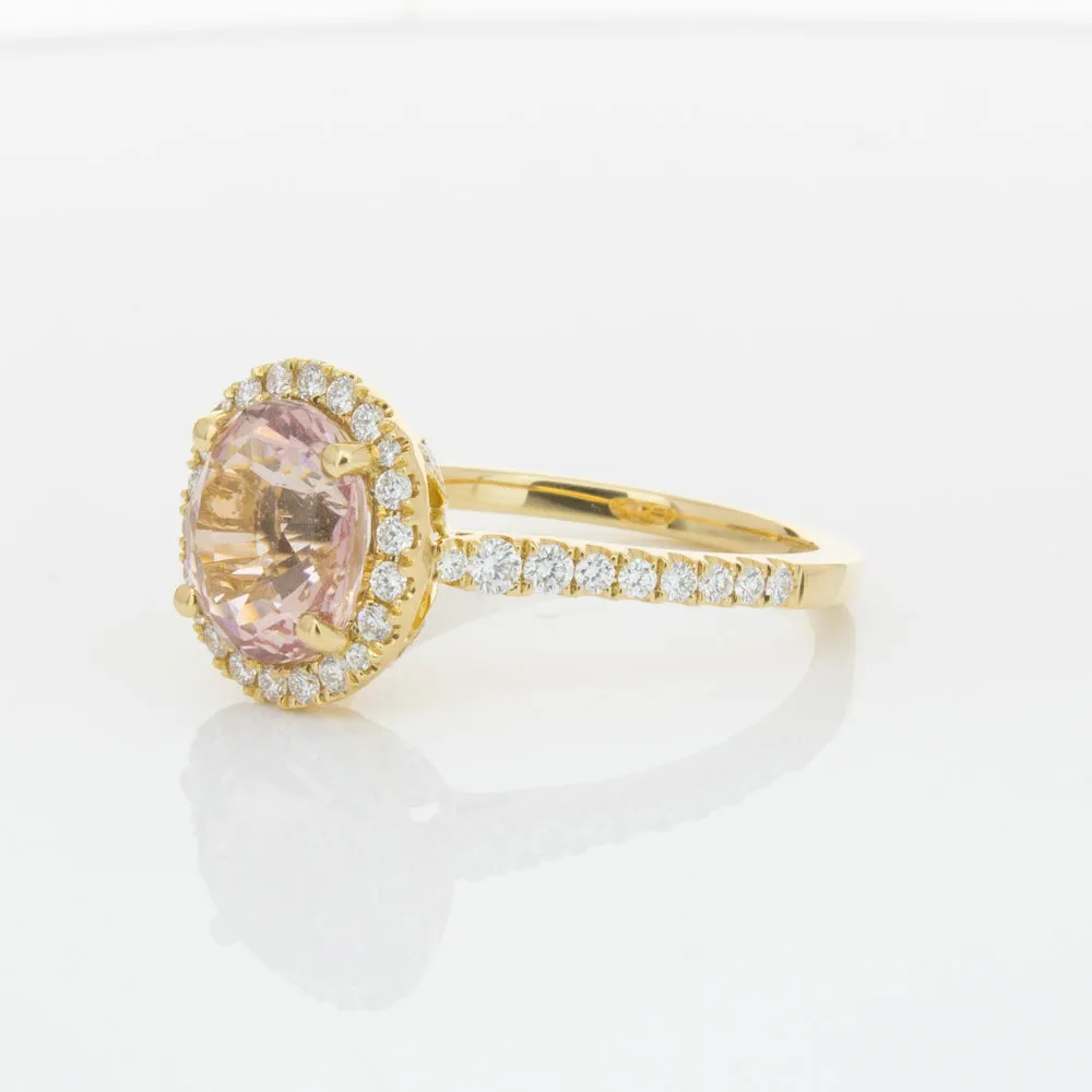 18ct Yellow Gold Padparadscha Sapphire & Diamond Ring