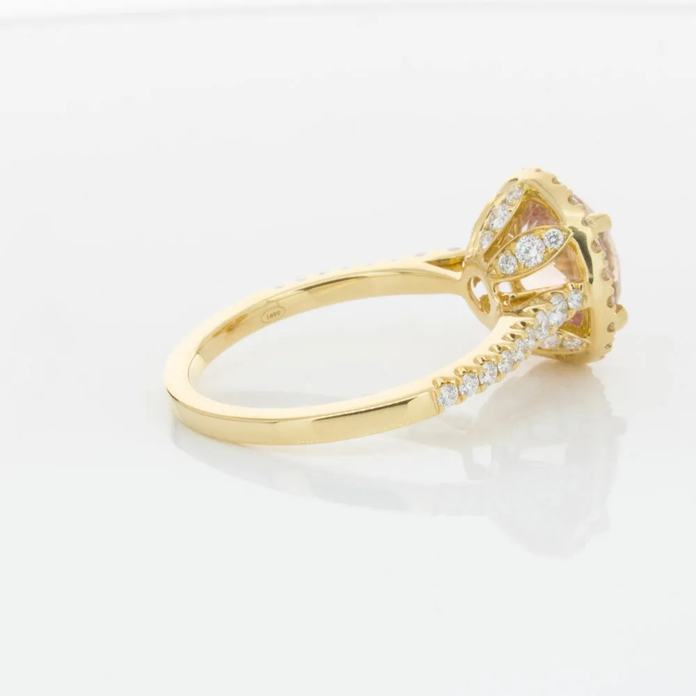 18ct Yellow Gold Padparadscha Sapphire & Diamond Ring