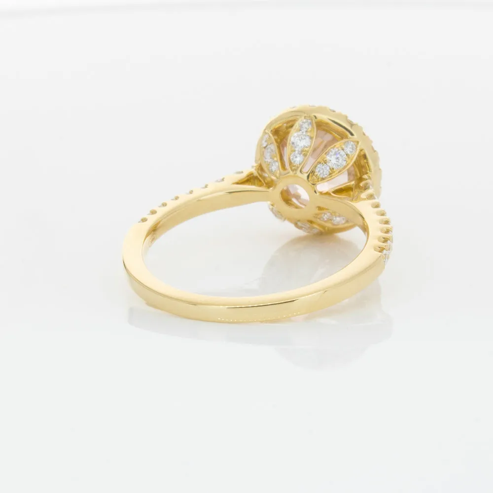 18ct Yellow Gold Padparadscha Sapphire & Diamond Ring