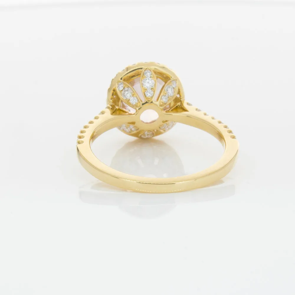 18ct Yellow Gold Padparadscha Sapphire & Diamond Ring