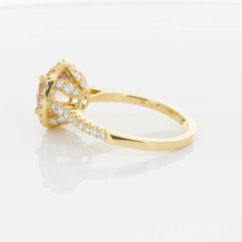 18ct Yellow Gold Padparadscha Sapphire & Diamond Ring