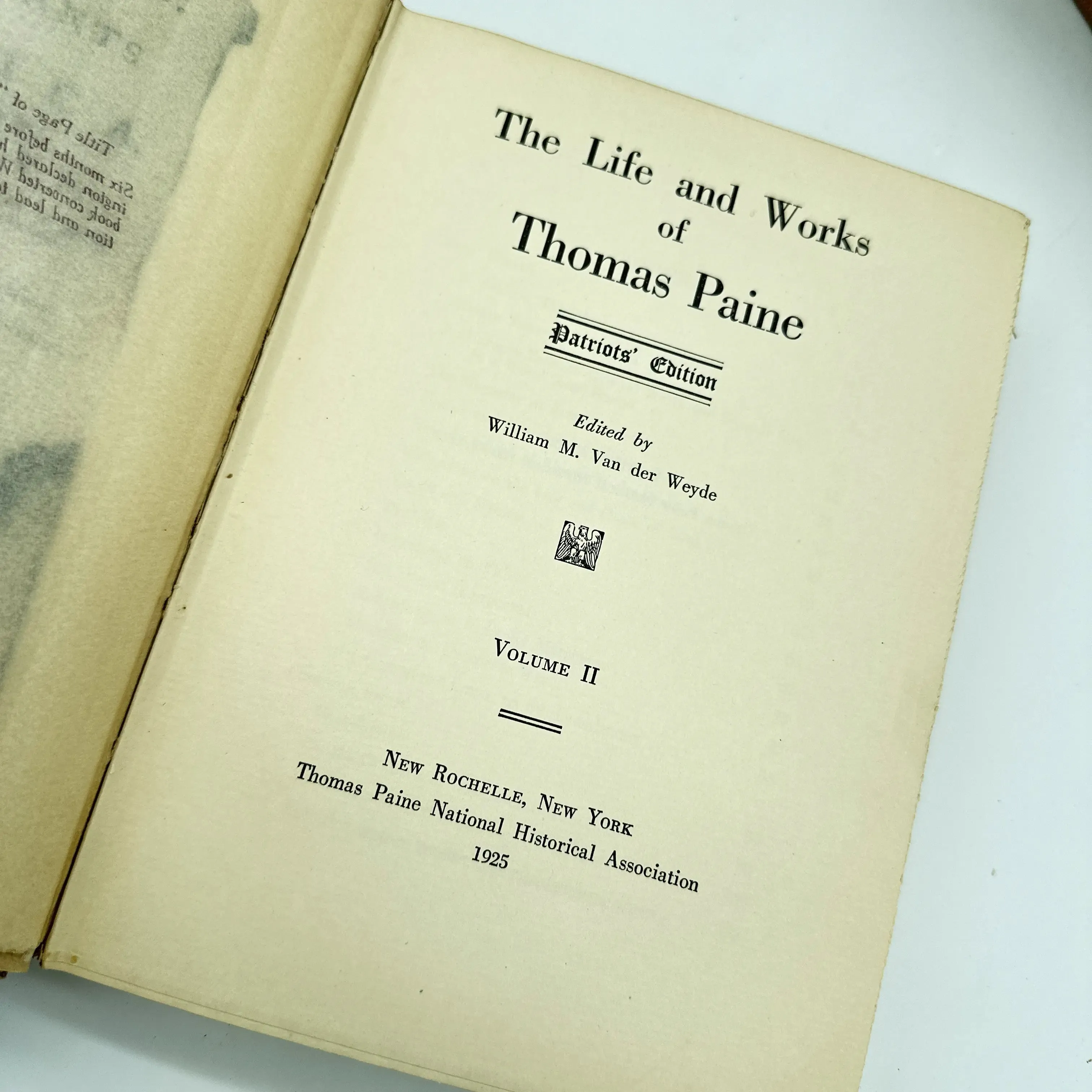 1925 Thomas Paine's Life & Works in 10 volumes— With an introduction by Thomas A. Edison