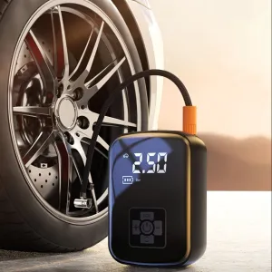 1pc Portable Wireless Car Air Compressor - Ultra-Portable High-Power Inflator with LED Light