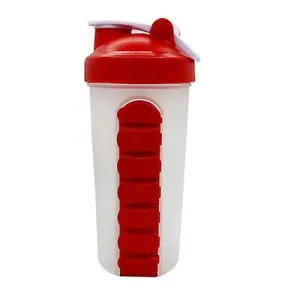 23 * 8.5 * 7.5cm red Outdoor Portable Pill Cup Shaking Cup 700ML Sports Water Cup with Stainless Steel Ball AZ11478