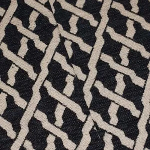 3 YD PC-Black/Taupe Beige Trellis Chenille Damask Decorating Fabric