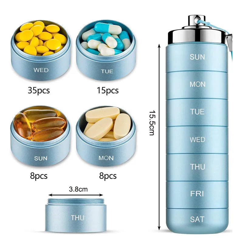 7 Days Metal Travel Pill Organizer Daily Pill Case and Container