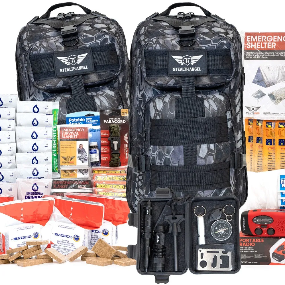 72 Hour Emergency Preparedness Kits | 1-5 Person Survival Bag System | Stealth Angel Survival