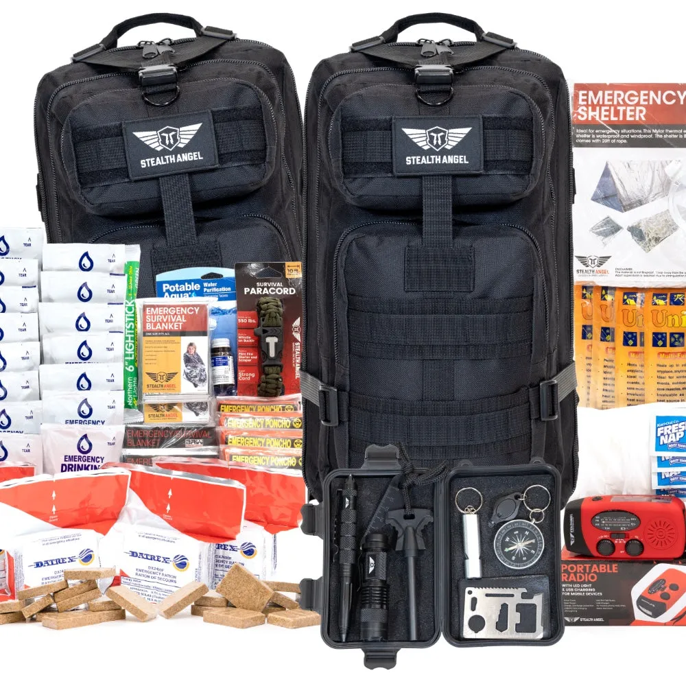 72 Hour Emergency Preparedness Kits | 1-5 Person Survival Bag System | Stealth Angel Survival