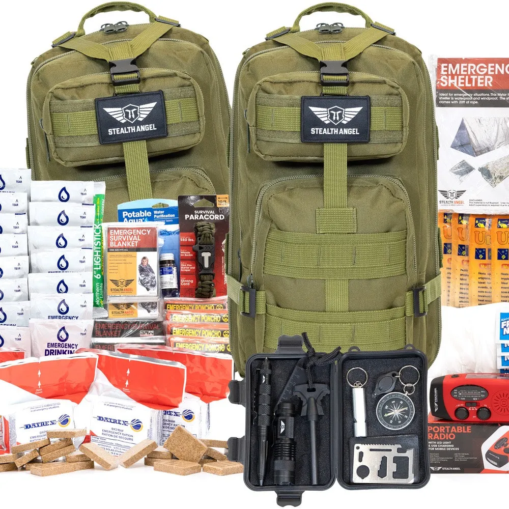 72 Hour Emergency Preparedness Kits | 1-5 Person Survival Bag System | Stealth Angel Survival