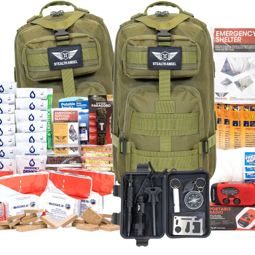 72 Hour Emergency Preparedness Kits | 1-5 Person Survival Bag System | Stealth Angel Survival