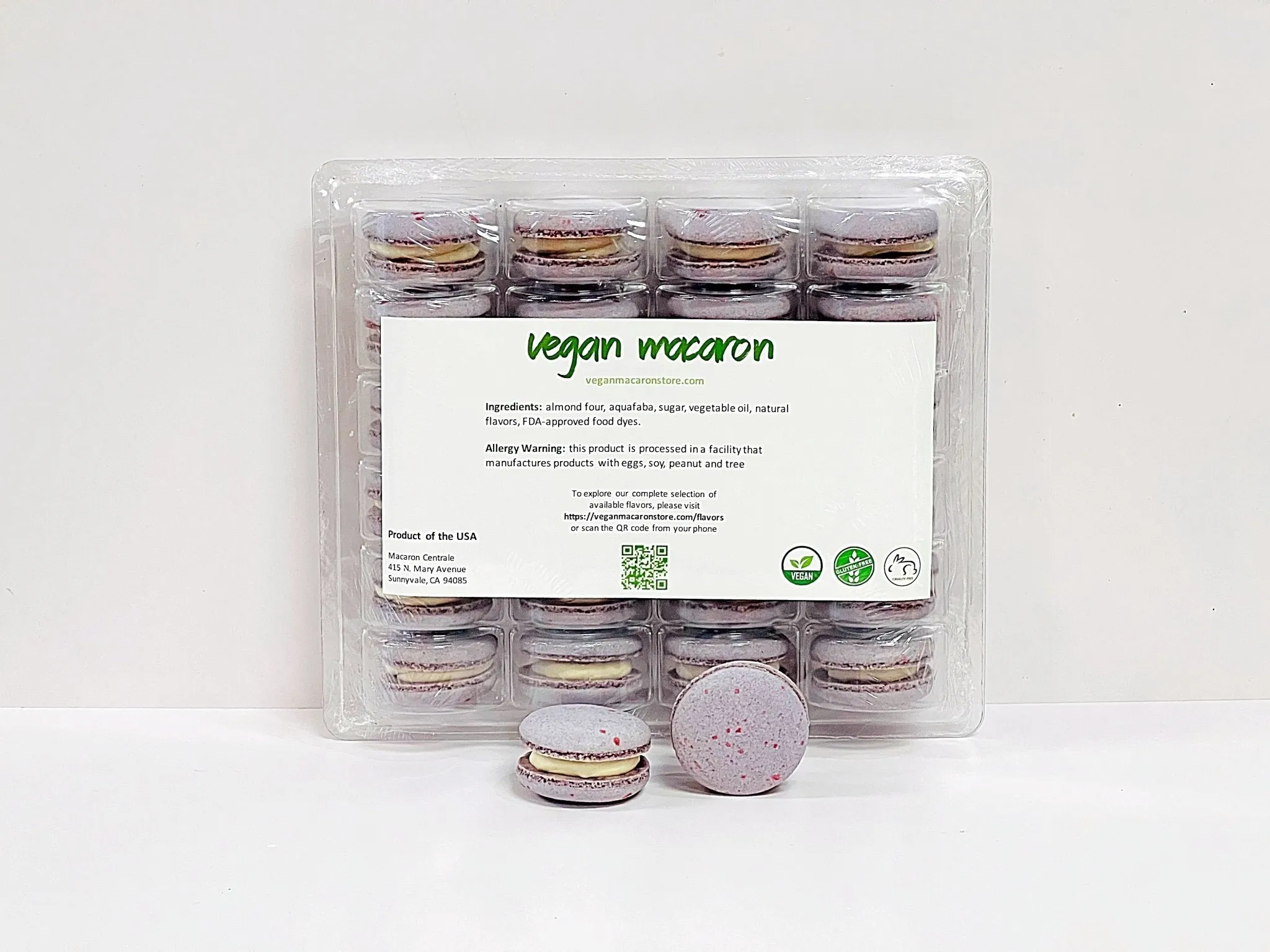 All Natural Blackberry Vegan French Macarons | Available in 24 & 48 Pack