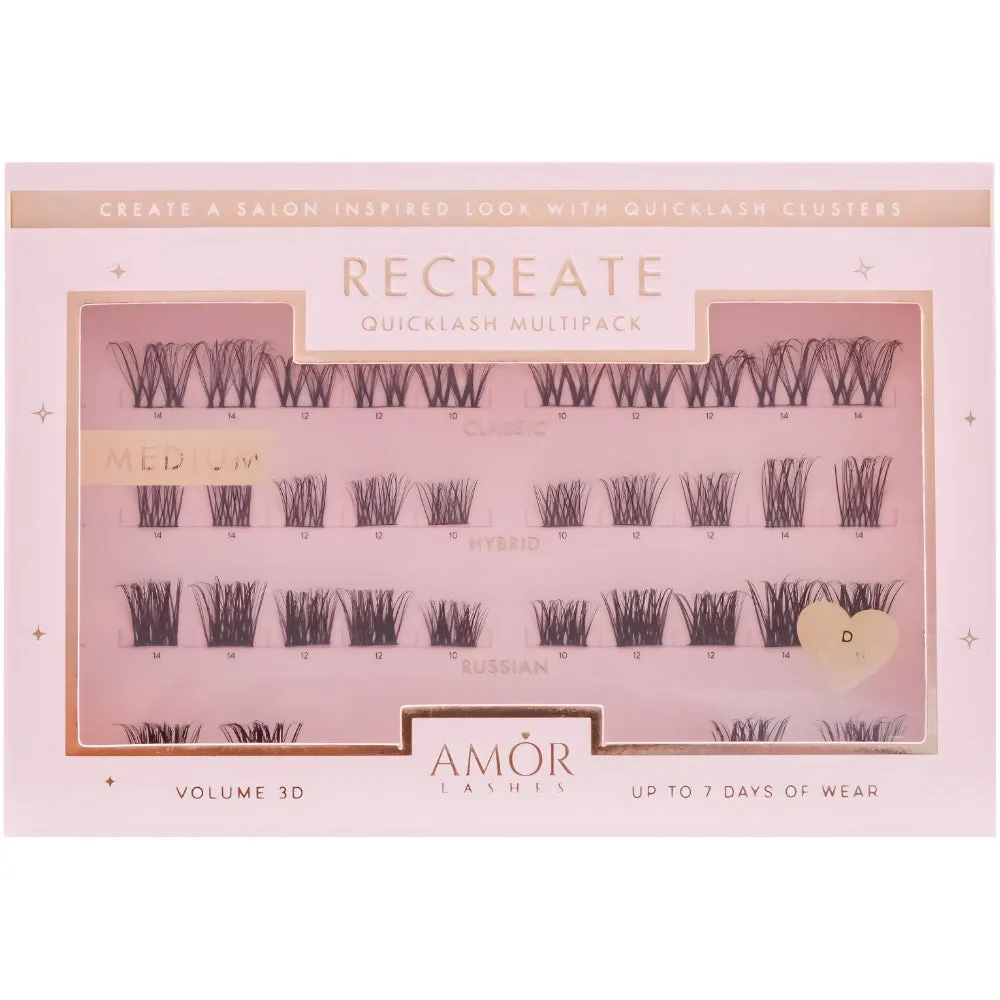 Amor Lashes QuickLash Mixed Length Individual Lash Clusters Multipack Recreate Black 32 Clusters