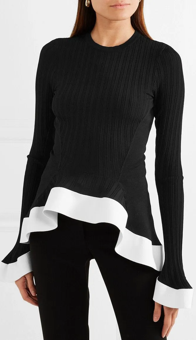 Asymmetric Ribbed-Knit Sweater