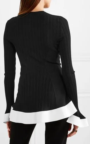 Asymmetric Ribbed-Knit Sweater