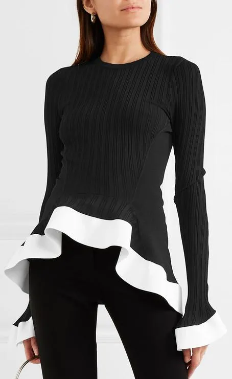 Asymmetric Ribbed-Knit Sweater