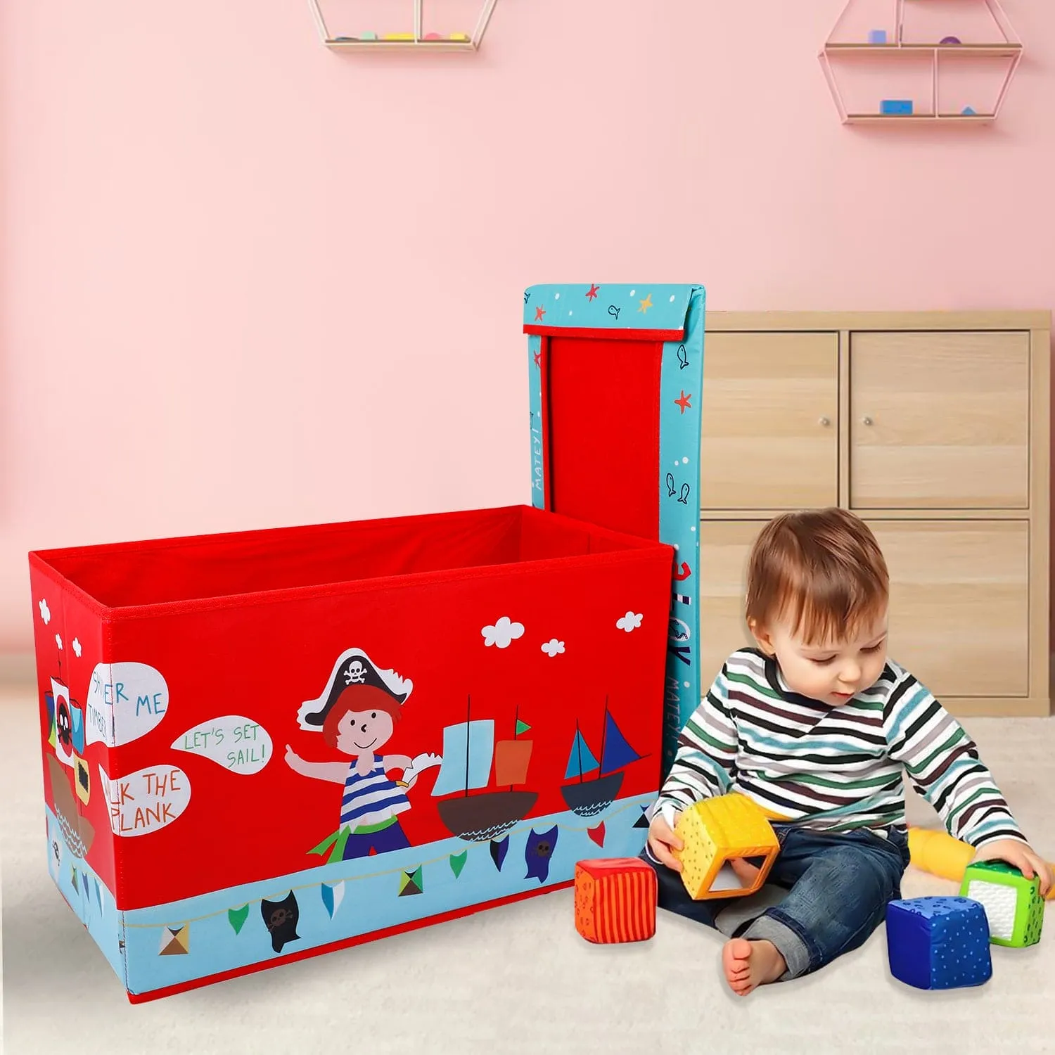 Baby Moo Treasure Hunt Large Multifunctional Playroom Storage Box - Red