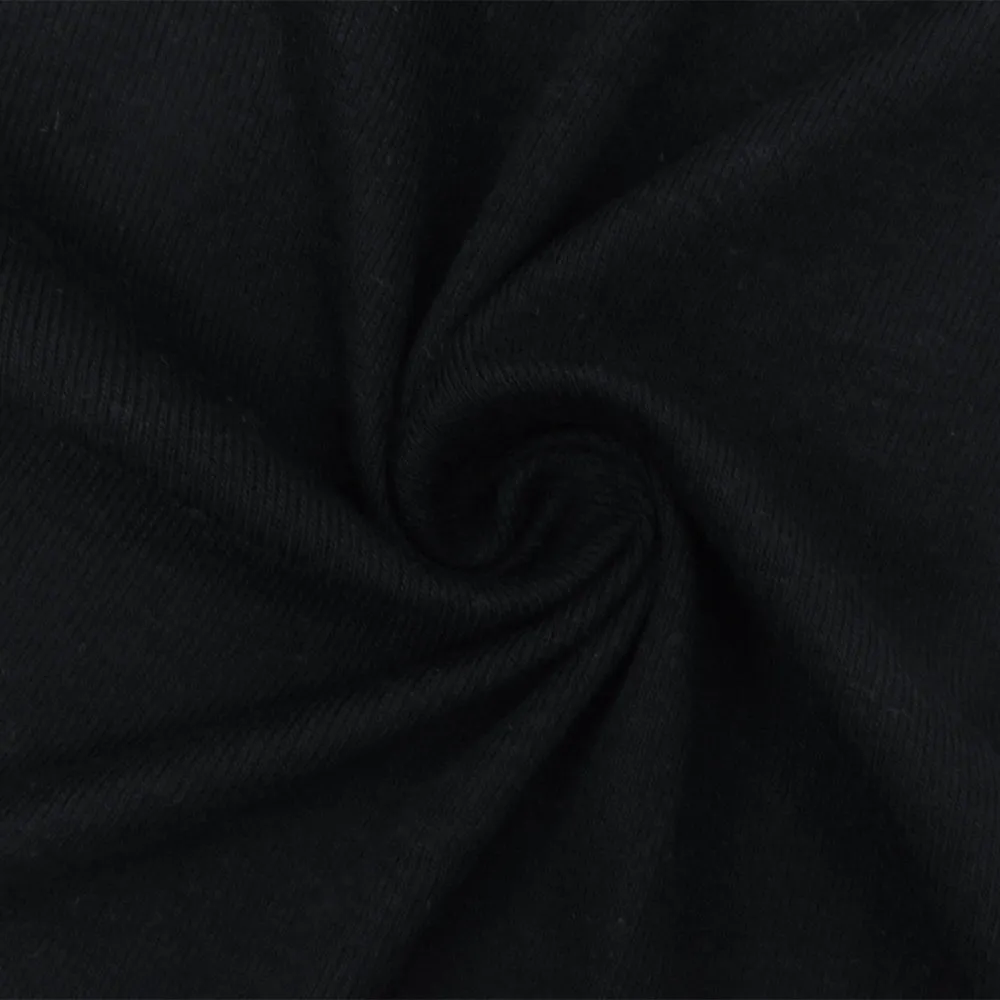 Basic Black Solid Stretch Rayon Rib Knit Fabric