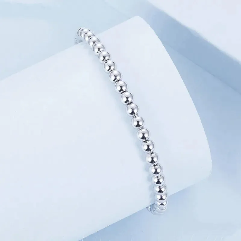 Bead Ball Bracelet Stretchable Elastic White Gold