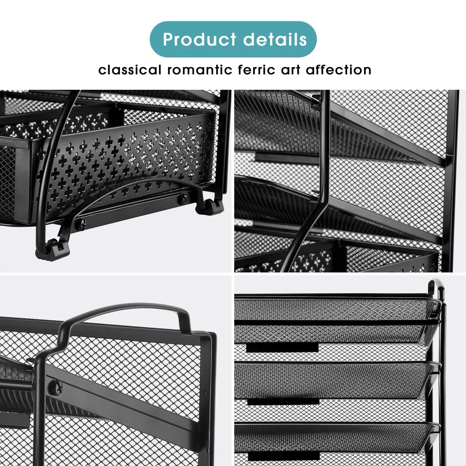 Bextsware 5-Tier Mesh Desktop Organizer File Folder with Sorters Basket, Document Letter Tray Holder Desk Accessories Organization Supplies for Office or Home, Black