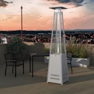 Blaise Stainless Steel Outdoor Pyramid Propane Patio Heater with Wheels - 42,000 BTU