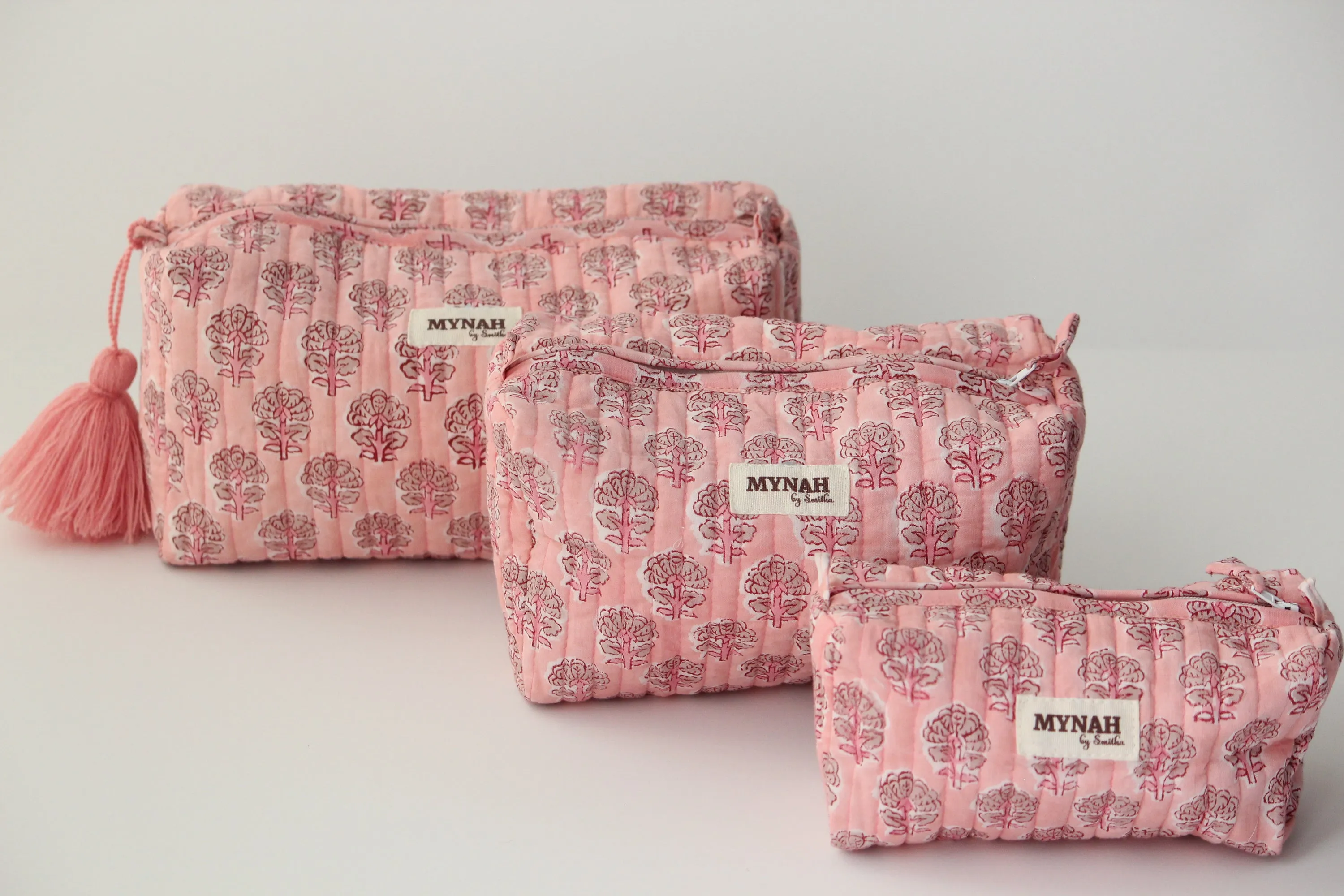 'BLUSH BLOOMS'  printed travel/makeup zipper pouch-LARGE only