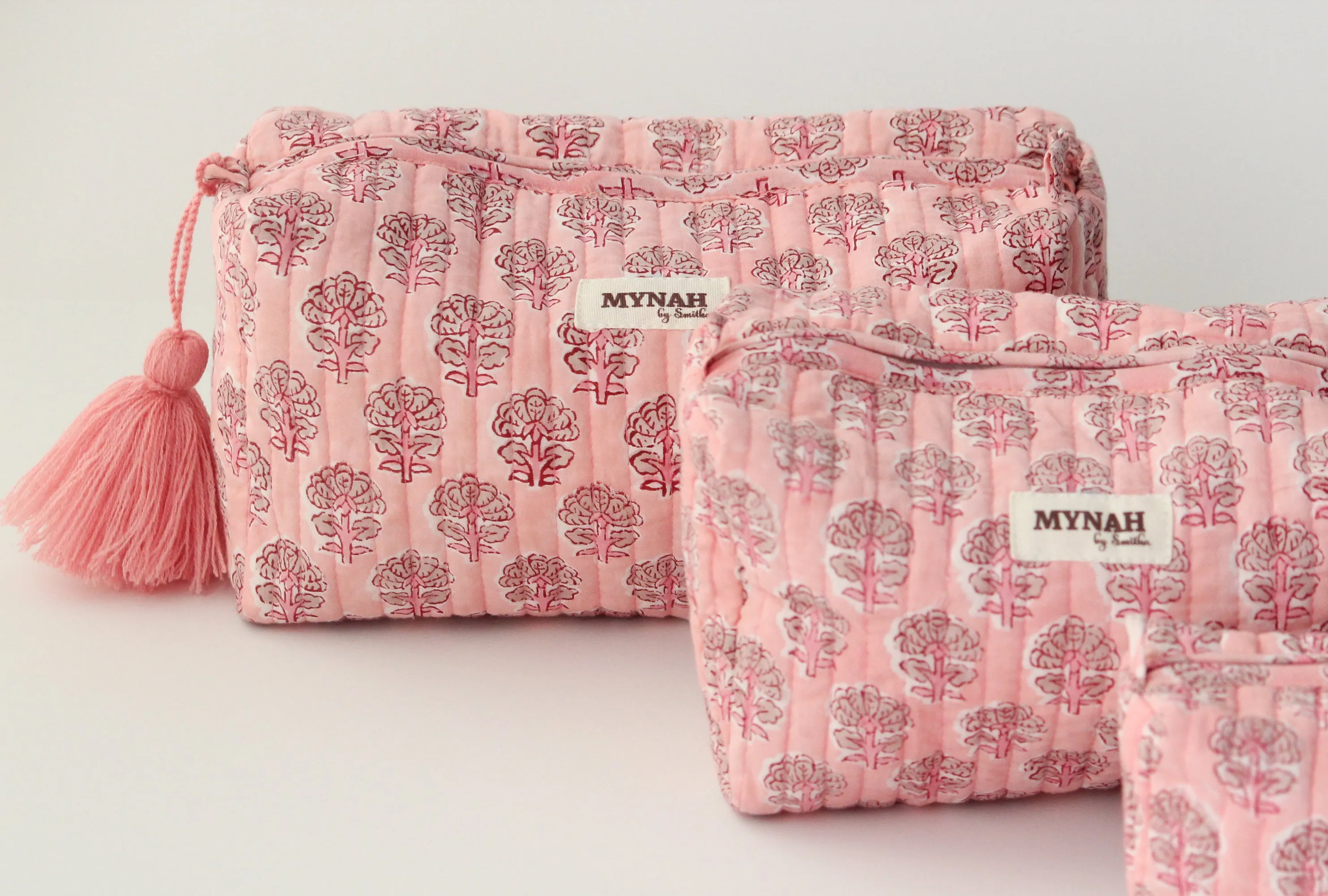 'BLUSH BLOOMS'  printed travel/makeup zipper pouch-LARGE only