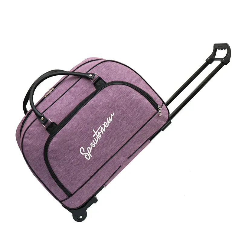 Blush Voyager: Chic Trolley Duffle with Convenient Wheels