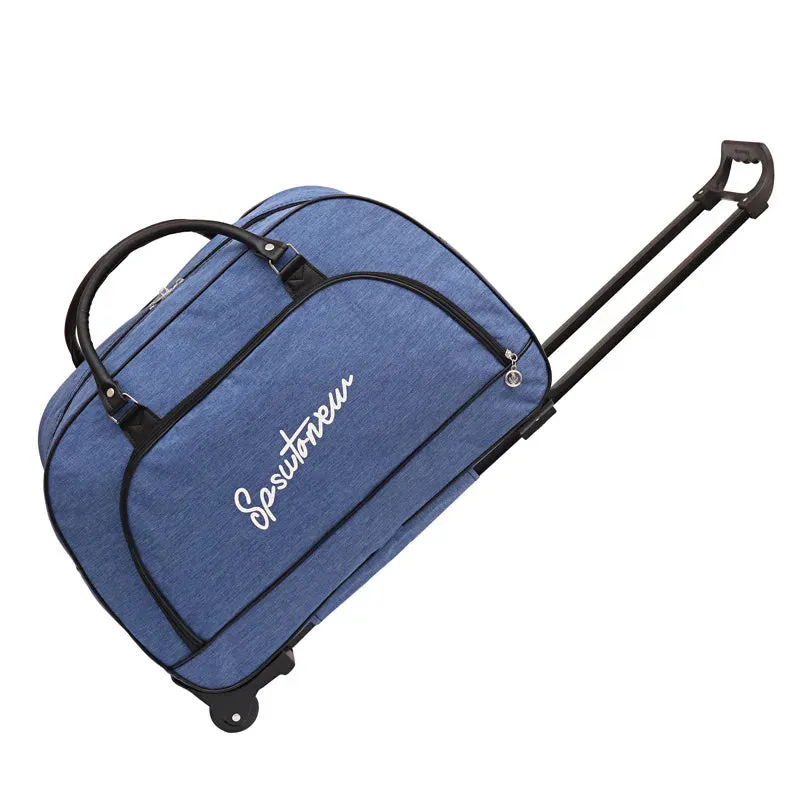 Blush Voyager: Chic Trolley Duffle with Convenient Wheels