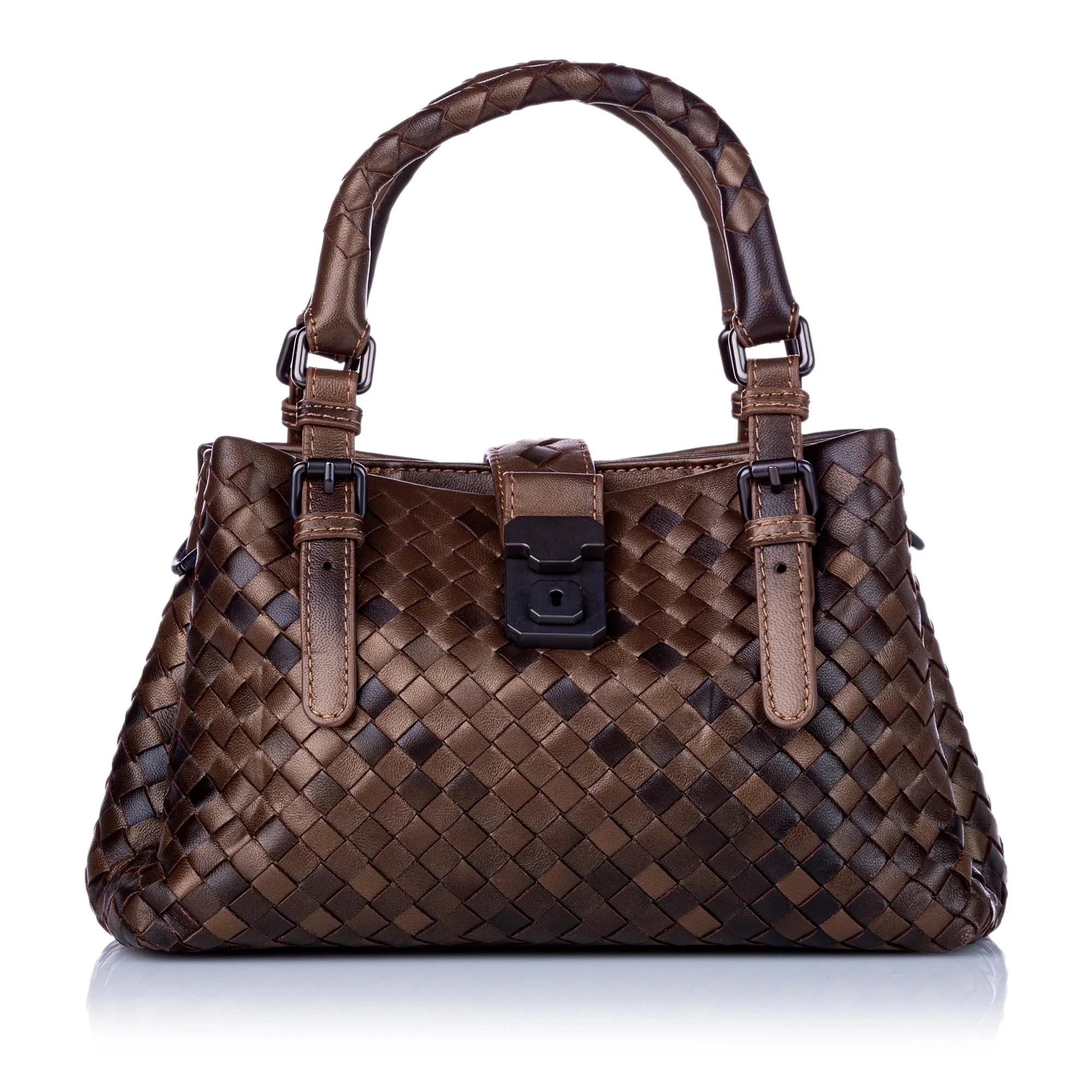 Bottega Veneta Intrecciato Roma Leather Satchel (SHG-28446)