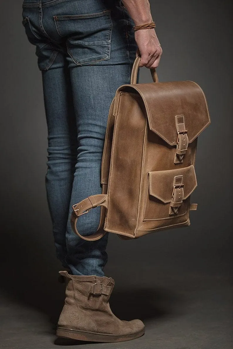 Brown Leather Backpack