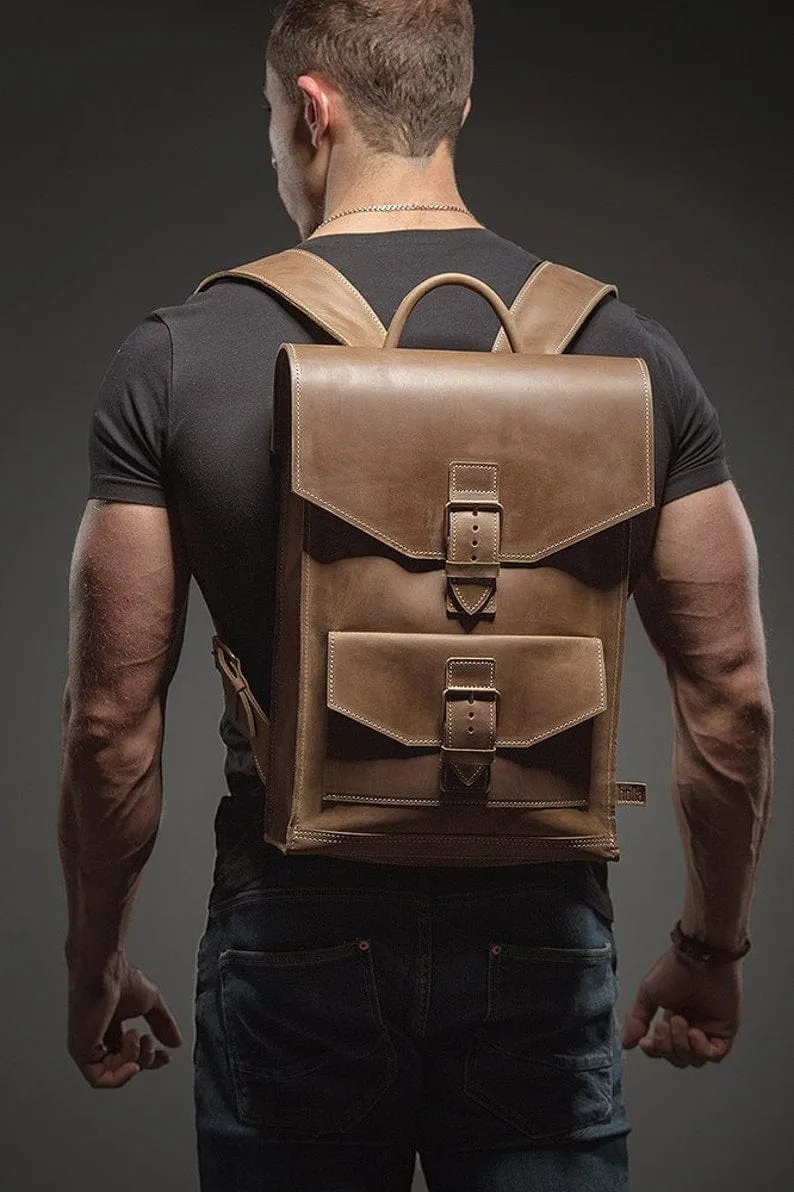 Brown Leather Backpack