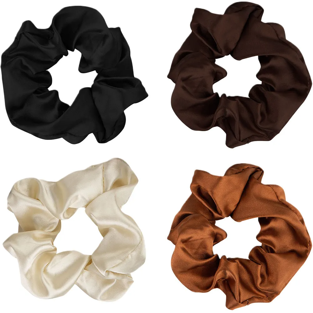 Brushworks Nude Satin Scrunchies Pack of 4