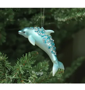 Bulk Artificial Glitter Dolphin Ornaments Christmas Hanging Ornaments Wholesale