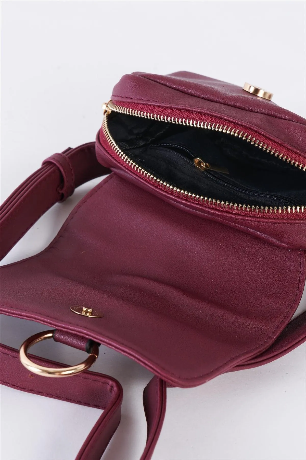 Burgundy Faux Leather Mini Square Belt Bag /3 Bags