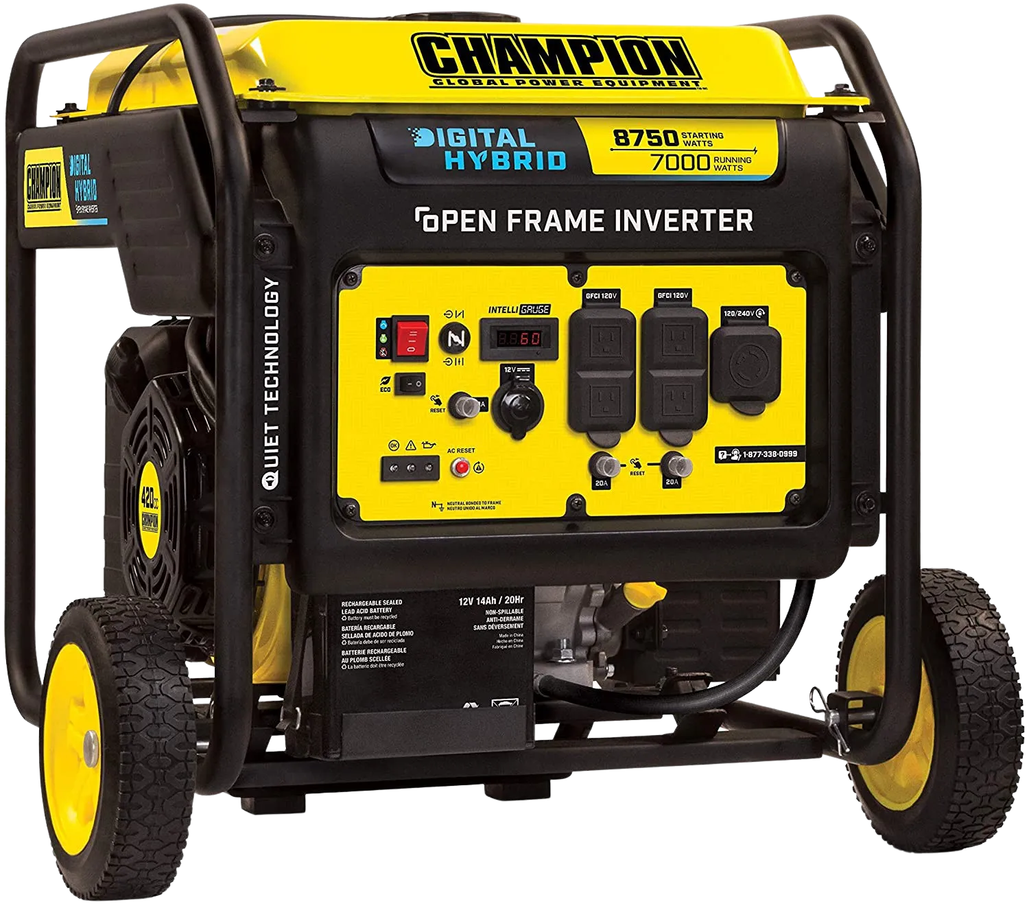 Champion 100520 7000W/8750W Open Frame Hybrid Electric Start Inverter Generator New