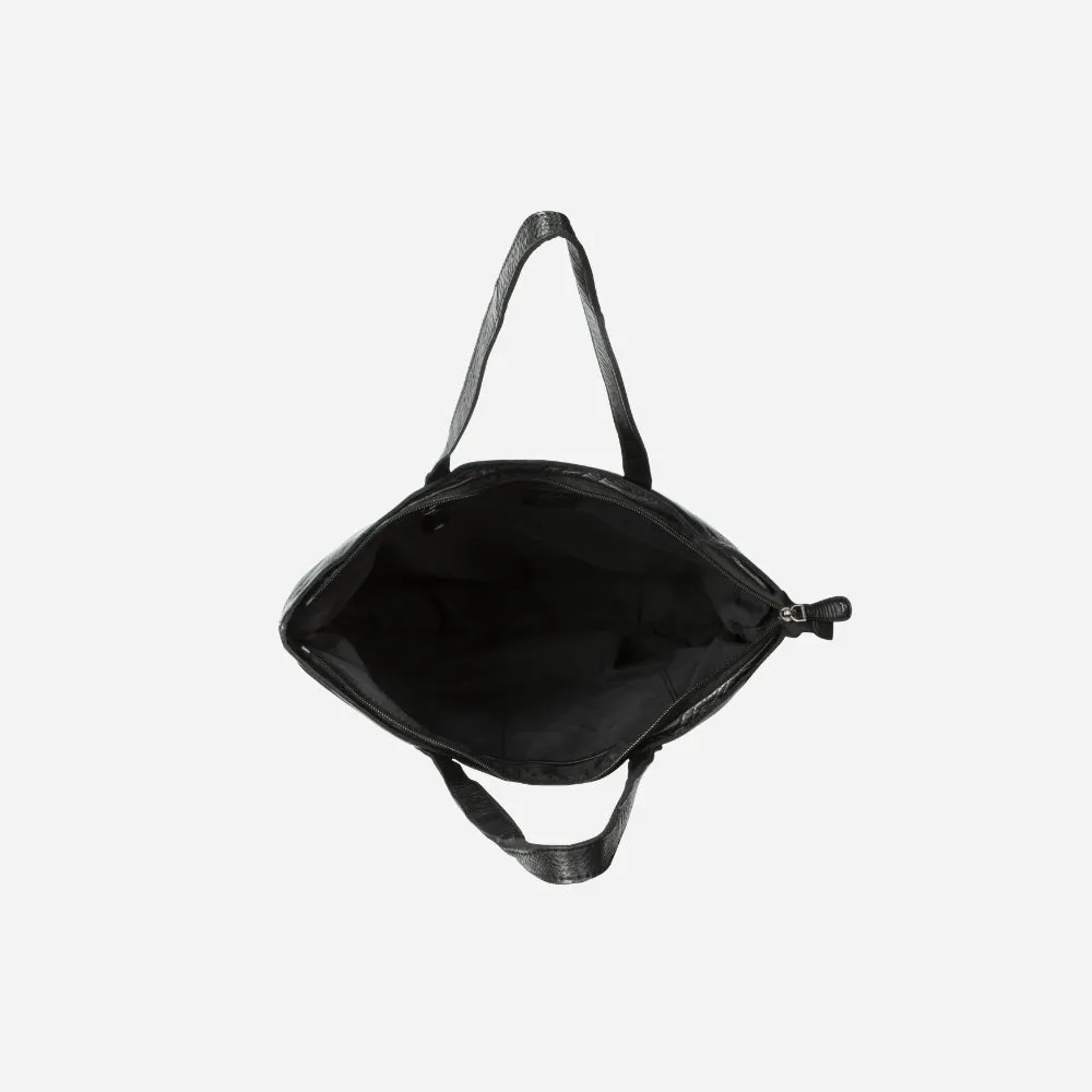 Charlize Shopper Leather Tote, Black