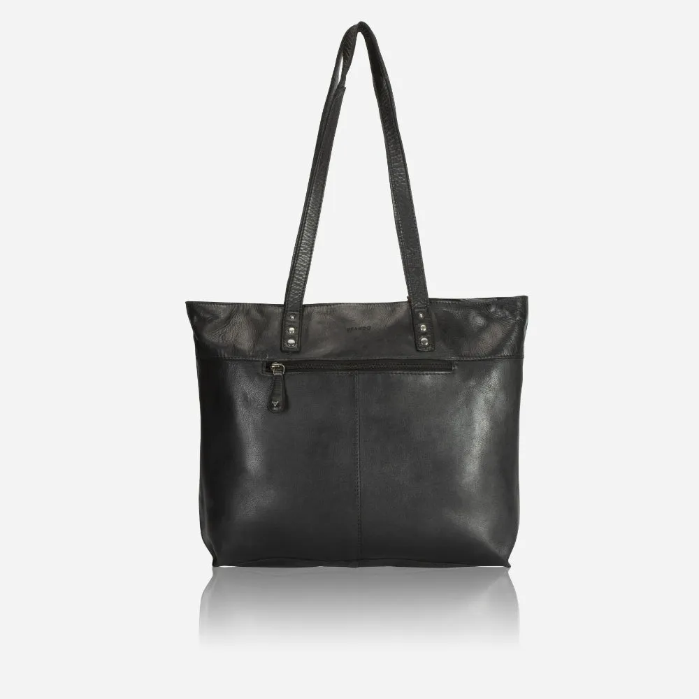 Charlize Shopper Leather Tote, Black