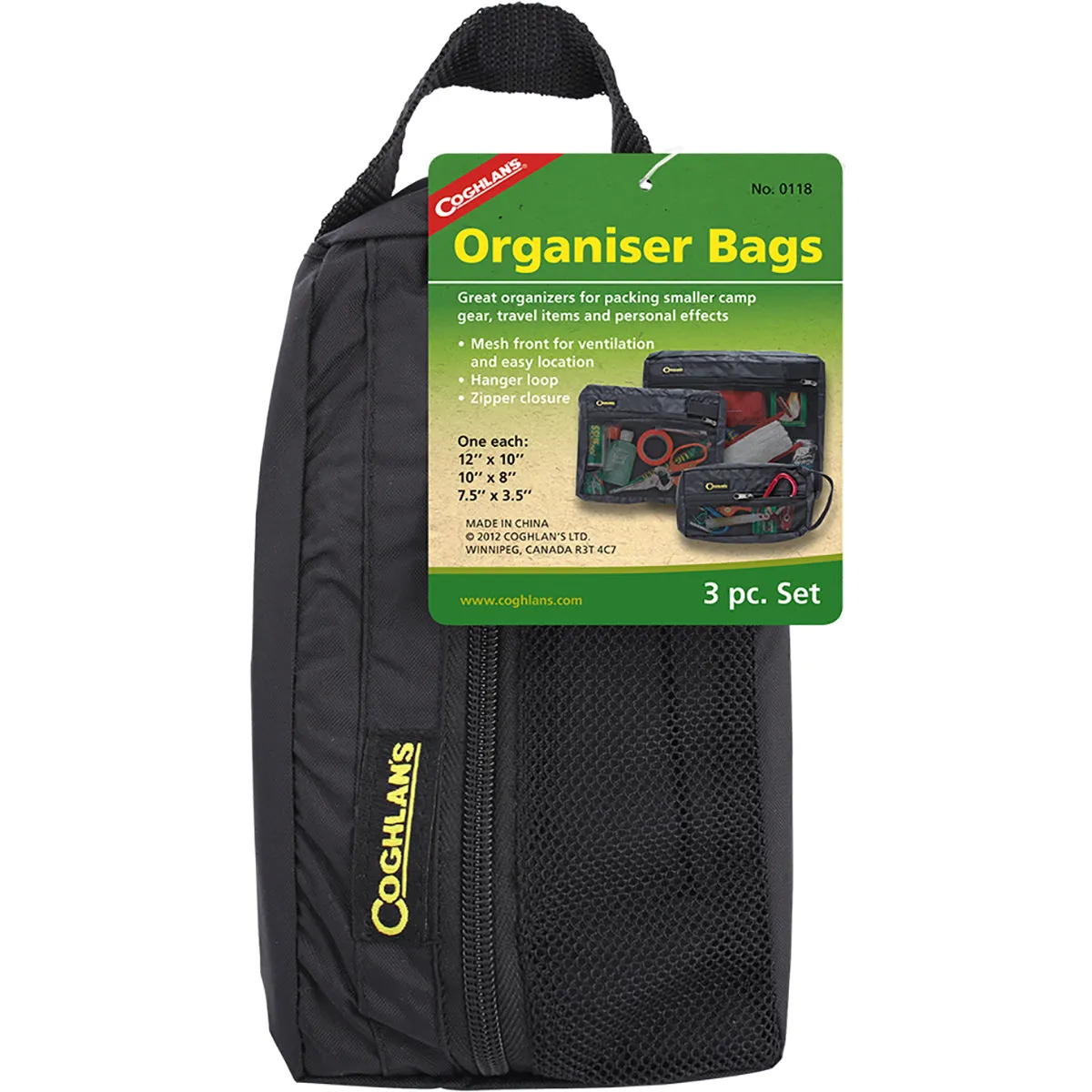 Coghlan's Camping and Travel 3-Piece Organizer Bag Set - Black