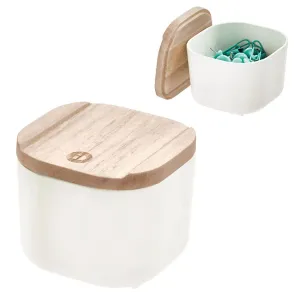 Compact Bin & Wood Lid, 3.6in x 3.6in x 2.4in