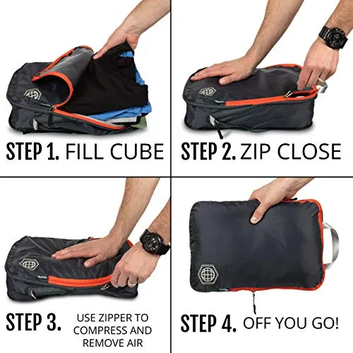 Compression Packing Cubes for Travel-Luggage and Backpack