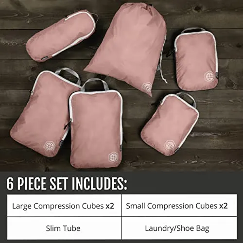 Compression Packing Cubes for Travel- Packing Cubes and Travel Organizers (Dusty Rose)