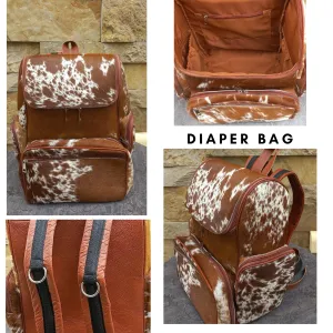 Cowhide Diaper Bag Backpack Customize Laptop Backpack