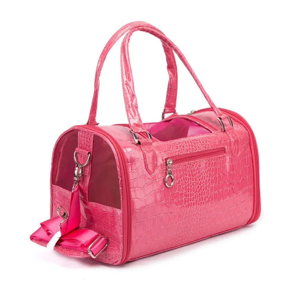 Croc Pet Dog Cat Travel Carrier - Pink