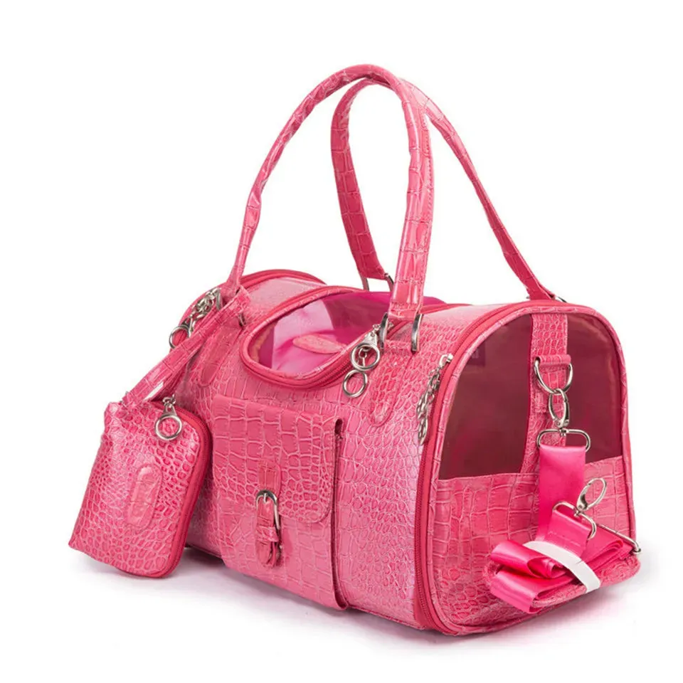 Croc Pet Dog Cat Travel Carrier - Pink